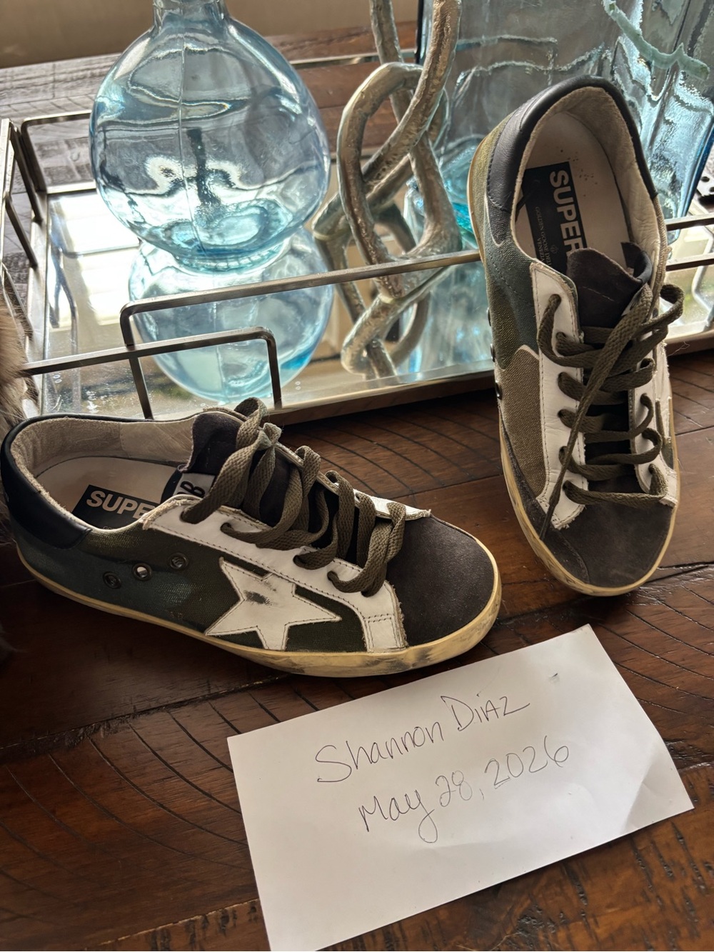 GGDB Superstar Low-Top Sneakers in Green, White & Gray camouflage 35